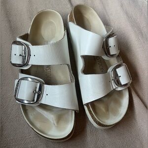 Birkenstock White Arizona Big Buckle.